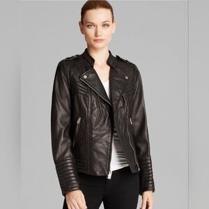 Michael Kors genuine leather black moto jacket,  size XS